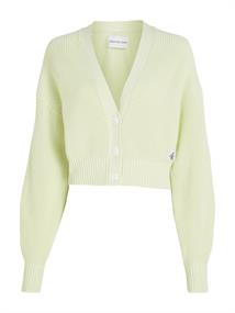 LABEL CHUNKY SWEATER CARDIGAN canary green