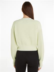 LABEL CHUNKY SWEATER CARDIGAN canary green