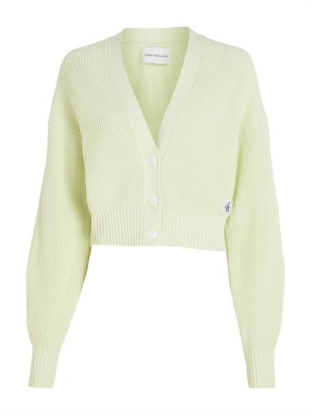 LABEL CHUNKY SWEATER CARDIGAN canary green