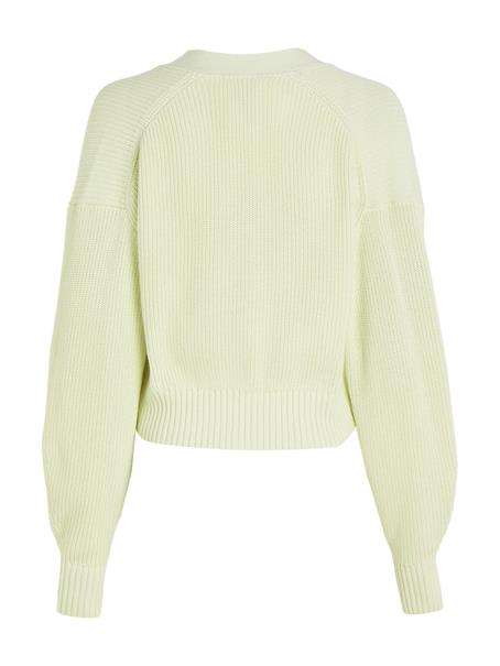 LABEL CHUNKY SWEATER CARDIGAN canary green