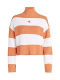 LABEL CHUNKY SWEATER ivory - tropical orange stripes