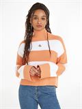LABEL CHUNKY SWEATER ivory - tropical orange stripes