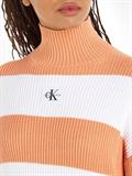 LABEL CHUNKY SWEATER ivory - tropical orange stripes