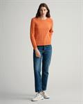 Lambswool Rundhals mit Zopfmuster golden orange