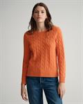 Lambswool Rundhals mit Zopfmuster golden orange