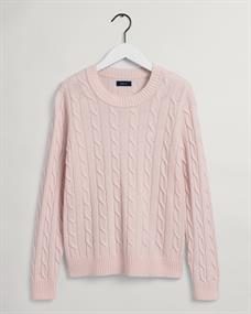 Lambswool Rundhals mit Zopfmuster light pink