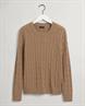 Lambswool Rundhals mit Zopfmuster warm khaki