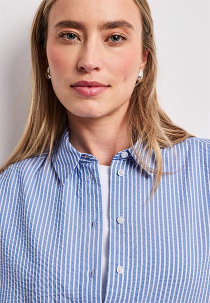 Langarm Bluse aus Seersuckerqualität original blue