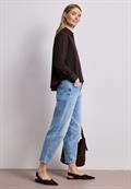 Langarm Bluse mit Hemdkragen aus Twill espresso brown