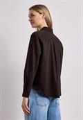 Langarm Bluse mit Hemdkragen aus Twill espresso brown