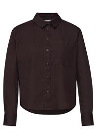 Langarm Bluse mit Hemdkragen aus Twill espresso brown