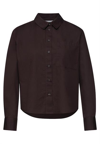 Langarm Bluse mit Hemdkragen aus Twill espresso brown