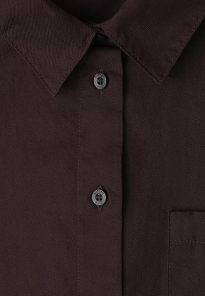 Langarm Bluse mit Hemdkragen aus Twill espresso brown