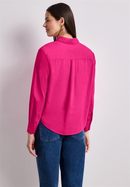 Langarm Bluse mit Hemdkragen aus Twill magenta dream