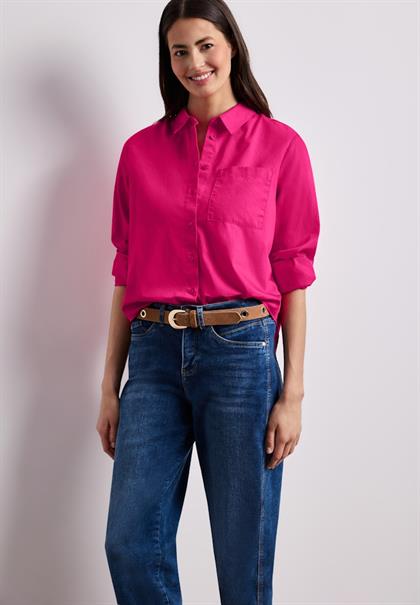 Langarm Bluse mit Hemdkragen aus Twill magenta dream