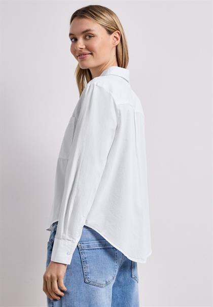 Langarm Bluse mit Hemdkragen aus Twill white