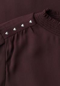 Langarm Bluse mit Nieten und Smokkragen russet red