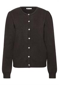 Langarm Cardigan mit Rundhals und Knöpfen black coffee mel.