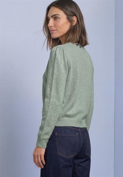 Langarm Cardigan mit Rundhals und Knöpfen eucalyptus green mel.