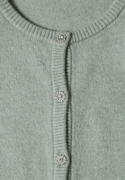 Langarm Cardigan mit Rundhals und Knöpfen eucalyptus green mel.