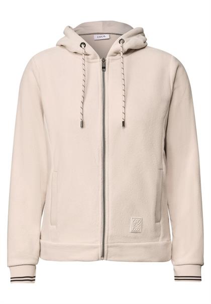 Langarm Fleece Jacke mit Kapuze cashmere beige