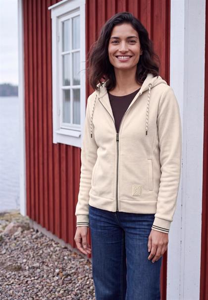 Langarm Fleece Jacke mit Kapuze cashmere beige