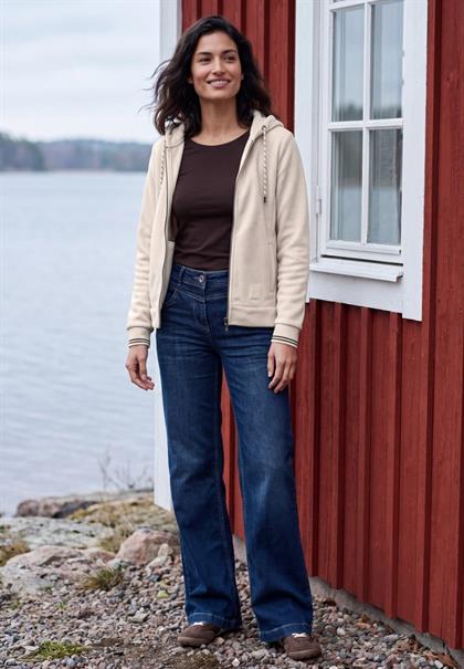 Langarm Fleece Jacke mit Kapuze cashmere beige