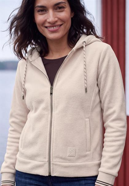 Langarm Fleece Jacke mit Kapuze cashmere beige