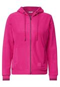 Langarm Fleece Jacke mit Kapuze pink flash