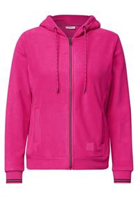 Langarm Fleece Jacke mit Kapuze pink flash