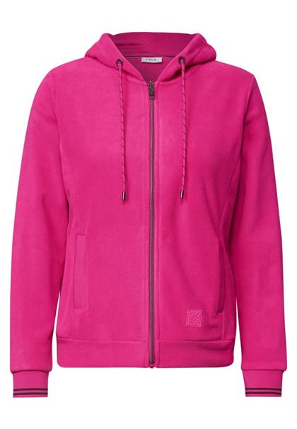 Langarm Fleece Jacke mit Kapuze pink flash