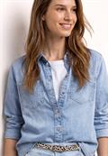 Langarm Hemdbluse in Denim-Optik bleached wash