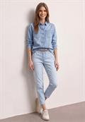 Langarm Hemdbluse in Denim-Optik bleached wash