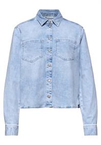 Langarm Hemdbluse in Denim-Optik bleached wash