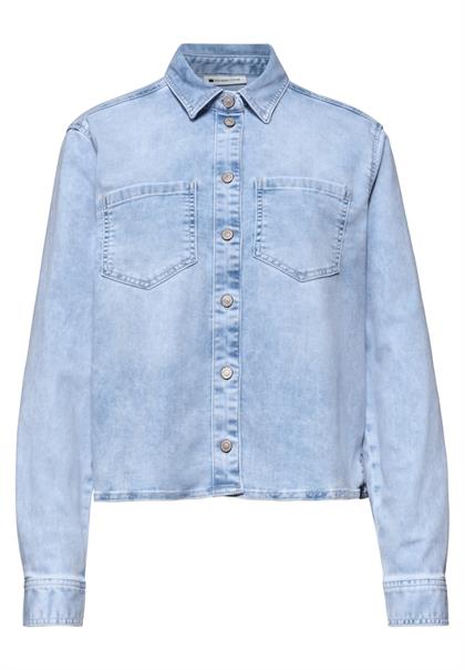 Langarm Hemdbluse in Denim-Optik bleached wash