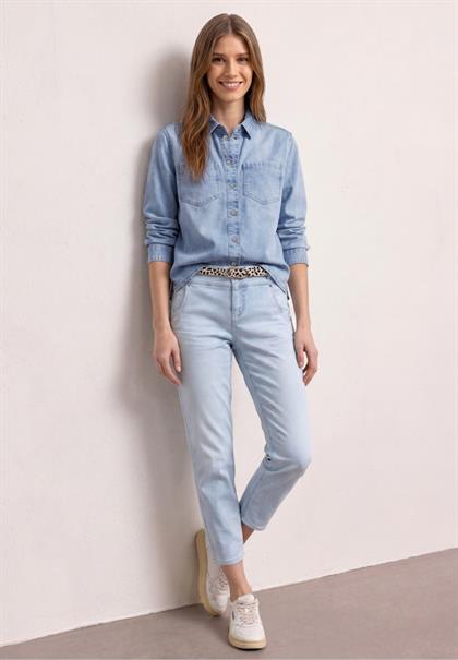 Langarm Hemdbluse in Denim-Optik bleached wash