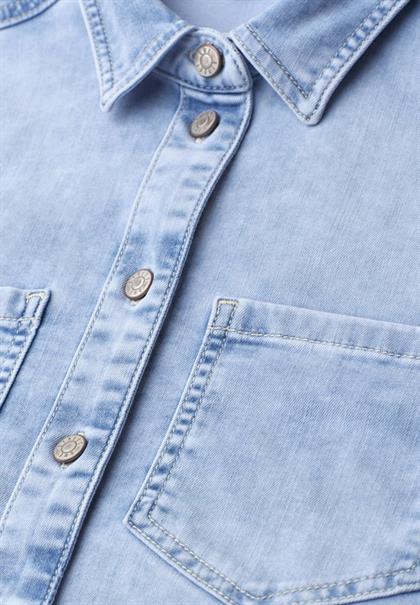 Langarm Hemdbluse in Denim-Optik bleached wash