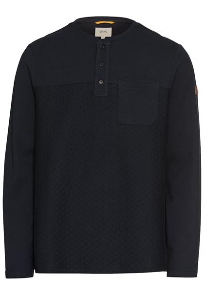 Langarm Henley mit Brusttasche dark navy