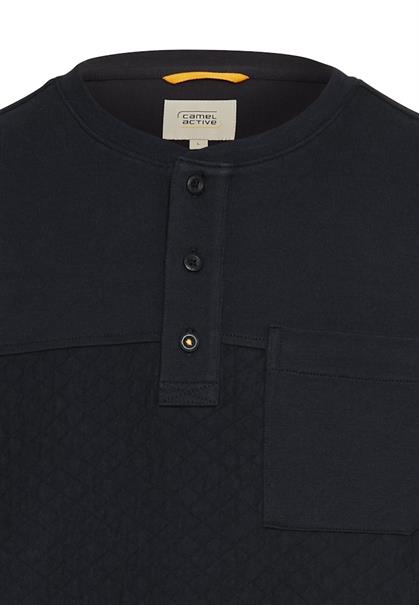 Langarm Henley mit Brusttasche dark navy