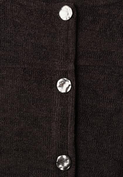Langarm Jacke mit Rundhals und Knöpfen black coffee