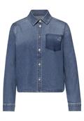 Langarm Jeansbluse mit Hemdkragen mid blue authentic washed