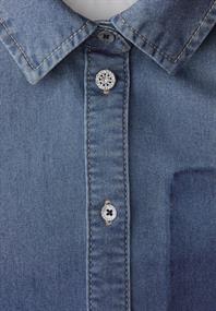 Langarm Jeansbluse mit Hemdkragen mid blue authentic washed