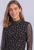 Langarm Mesh-Shirt mit Rundhals und Print black coffee