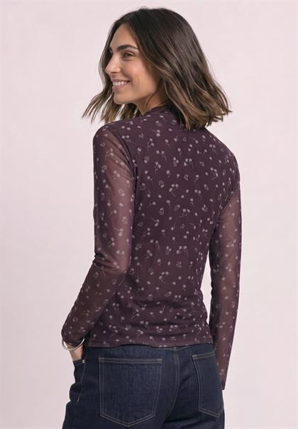 Langarm Mesh-Shirt mit Rundhals und Print rustic rouge