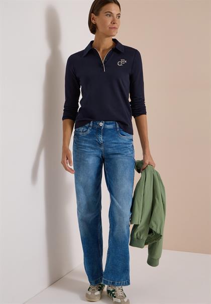 Langarm Poloshirt mit Knöpfen urban dark blue