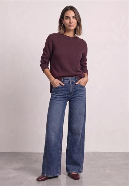 Langarm Pullover mit Boat Neck rustic rouge mel.