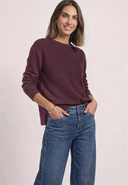 Langarm Pullover mit Boat Neck rustic rouge mel.