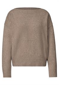 Langarm Pullover mit Boat Neck sanded amber mel.