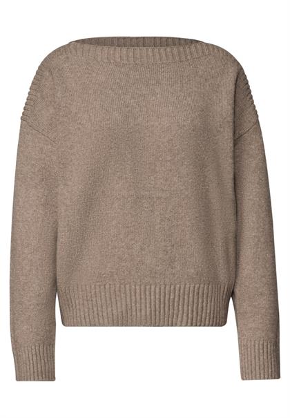 Langarm Pullover mit Boat Neck sanded amber mel.