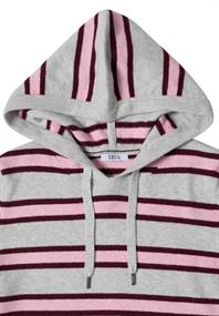 Langarm Pullover mit Kapuze und Streifen light grey melange